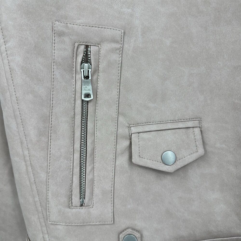 Avec Les Filles Anthropologie Womens Moto Jacket M Oversized Faux Leather Belted - Picture 4 of 13